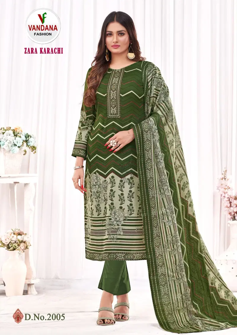 Vandana F Zara Karachi Vol 2 Cotton Dress Material Catalog
